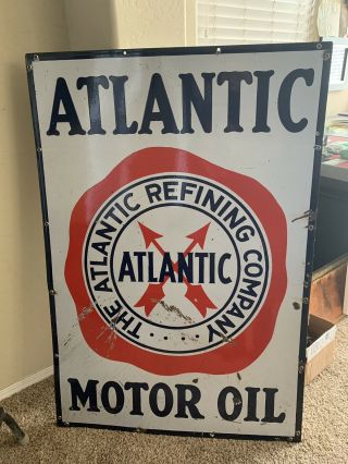 Vintage SSP 52”x35” Atlantic Motor Oil Display Sign - 2