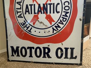 Vintage SSP 52”x35” Atlantic Motor Oil Display Sign - 6