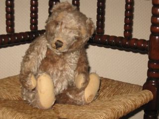 Antique 1940s Steiff Teddy Bear Jointed Gray Mohair 35 cm US ZONE 2