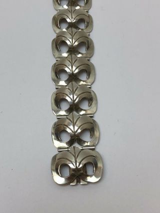 Vintage Sterling Silver Linked Bracelet FNM Taxco Floral Design 66.  1g 3