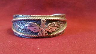 Vintage Sterling Silver Thunderbird Navajo Cuff Bracelet 38.  2grams
