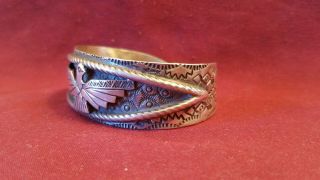 Vintage Sterling Silver Thunderbird Navajo Cuff Bracelet 38.  2grams 5
