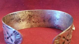 Vintage Sterling Silver Thunderbird Navajo Cuff Bracelet 38.  2grams 8