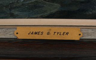 Antique JAMES GALE TYLER American Maritime Sailboat Seascape Oil Painting,  NR 7