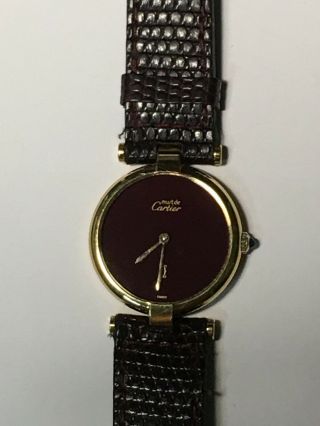 Vintage Must De Cartier Vermeil 92.  5 Gold Plated Quartz Ladies Watch