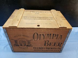 Vintage Olympia Beer Wood Crate Washington State Tumwater Man Cave Home Pub