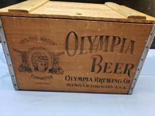 Vintage Olympia Beer Wood Crate Washington State Tumwater Man Cave Home Pub 4