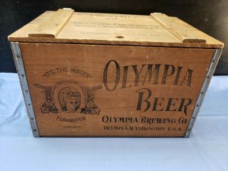 Vintage Olympia Beer Wood Crate Washington State Tumwater Man Cave Home Pub 5