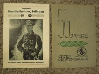2 Vintage Wwi Wwii German Military Medal & Ceremonial Edged Weapons Catalogs