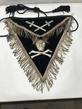Vintage Ames Sword Co.  Skull & Crossbones Masonic Ceremonial Apron Bib Regalia