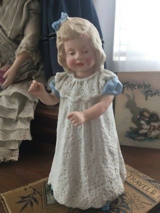RARE Antique All Bisque Gebruder Heubach Girl Figurine Doll 2