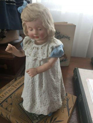RARE Antique All Bisque Gebruder Heubach Girl Figurine Doll 7