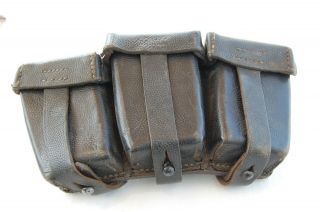 Ww2 German 98k Leather Ammo Pouch Dated 1943