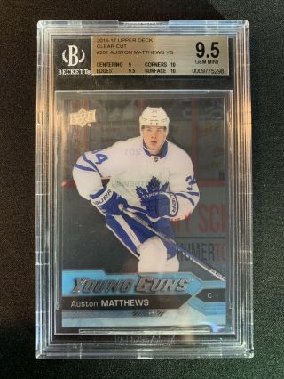 16/17 Auston Matthews Young Guns Clear Cut Bgs 9.  5 Rare