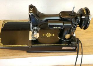 Vintage Singer Featherweight 221 Sewing Machine W/ Case And