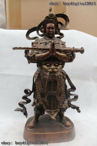 17 " Chinese Buddhism Bronze Skanda Wei Tuo Bodhisattva Veda God Warrior Statue