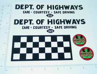 Otaco Minnitoys Dept.  Of Highways Truck Stickers Mn - 006