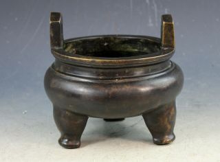 Antiqu.  15thc Chinese Ming Dynasty Bronze Incense Burner With Marked