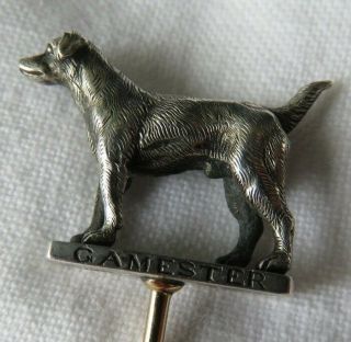 Rare Antique Tiffany & Co 15ct Gold & Silver Hunting Dog Stick / Tie Pin 1900c
