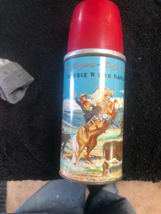 Vintage Roy Rogers & Dale Evans Western Double R Bar Ranch Lunchbox Thermos