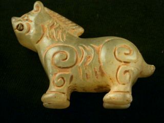 Lovely Chinese Nephrite Jade Hand Carved Horse Little Statue P161