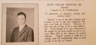 J Edgar Hoover Senior High School Yearbook 1913 Rare John Dillinger Fbi Jfk Mlk