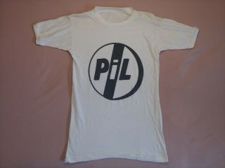 Vintage 70s Public Image Ltd.  Pil White On White Ringer T - Shirt Post Punk Sz Med