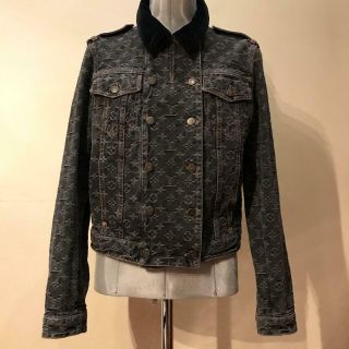 Rare Louis Vuitton Blue Gray Monogram Denim Jacket Size Eu 42