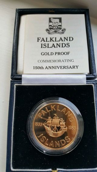 Rare 1983 Gold Proof 50p Coin Falkland Islands Only 150 Minted Limited Edition