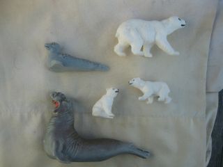 5 Veb Plaho & Marolin Germany Plastic Play Set Seal & Polar Bear Zoo Animals
