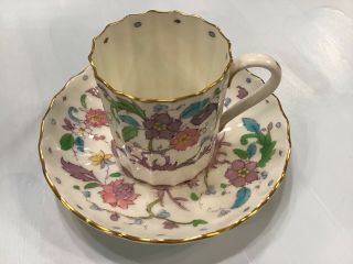 Antique Art Deco Royal Worcester Hand Painted Demitasse Cup & Saucer Gilt