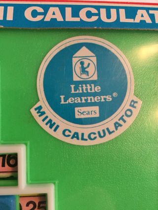 Sears Little Learners Mini Calculator 16031 Vintage EX 1960s 70s.  Math 3