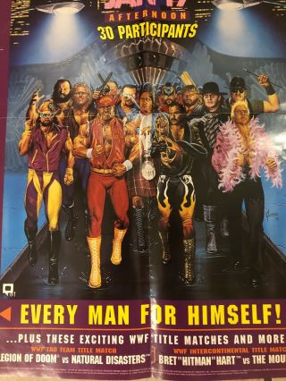 VINTAGE WWF ROYAL RUMBLE 1992 92 POSTER WWE WCW NWA AWA LJN RARE 22X15 2