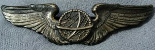 Vintage 3 " Pinback Wwii Flight Navigator Wings Sterling A.  E.  Co.  Utica