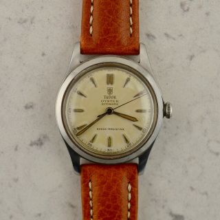 C.  1949 Vintage Tudor Oyster Automatic By Rolex Ref.  951 Steel Watch Tropical Dial