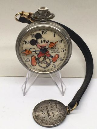 1936 Ingersoll English No 2 Mickey Mouse Red Beard Pocket Watch,  Fob 3