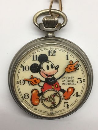 1936 Ingersoll English No 2 Mickey Mouse Red Beard Pocket Watch,  Fob 5