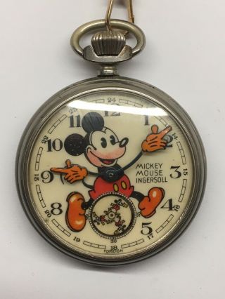 1936 Ingersoll English No 2 Mickey Mouse Red Beard Pocket Watch,  Fob 6