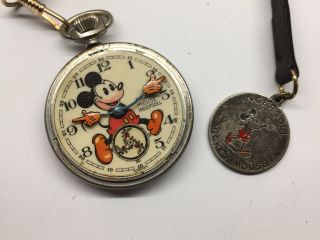 1936 Ingersoll English No 2 Mickey Mouse Red Beard Pocket Watch,  Fob 9