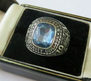 Vintage 1974 10k White Gold Jostens College Ring Manchester College 19 Gms