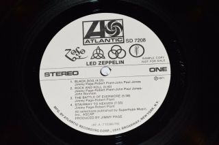 Led Zeppelin IV INSANELY RARE PROMO lp EX WLP Atlantic Cover 4 7