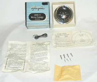 Classic 1961 Vintage Small Boat AIRGUIDE Model 76 Marine Compass Illuminated NIB 3