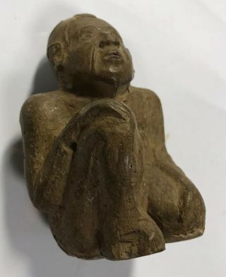 Antique Clay Olmec Figurine Of A Crouching Man 3 