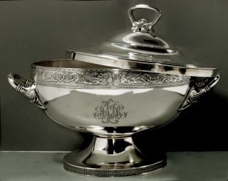 Gorham Sterling Soup Tureen 1874 Greek Revival - 86 Oz. 2