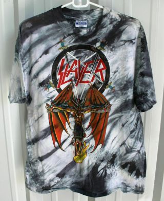 Vintage 1988 Slayer South Of Heaven Tie Dye Xl Shirt Exodus Anthrax Pantera