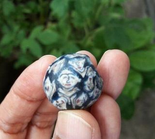 Ancient Roman Glass Pendant Phoenician Beads Old Rare Face Eye 200,  Years 18 Mm