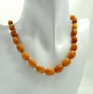 Antique Single Strand Of Fossilized Honey Amber Beads