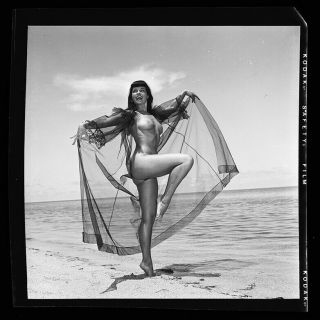 RARE Bettie Page 1954 Camera Negative Photo Bunny Yeager Nude Pin Up 2