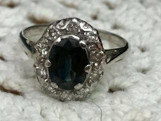 18ct White Gold And Platinum Vintage Sapphire And Diamond Ring
