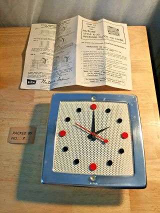 Vintage Mid Century Modern Model K - 35 Nutone Doorbell Clock W/ Box - No Chime -